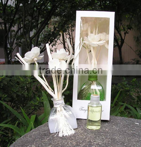 Silk ribbon hot sale 50ml luxury lavender scent reed diffuser for home decoration