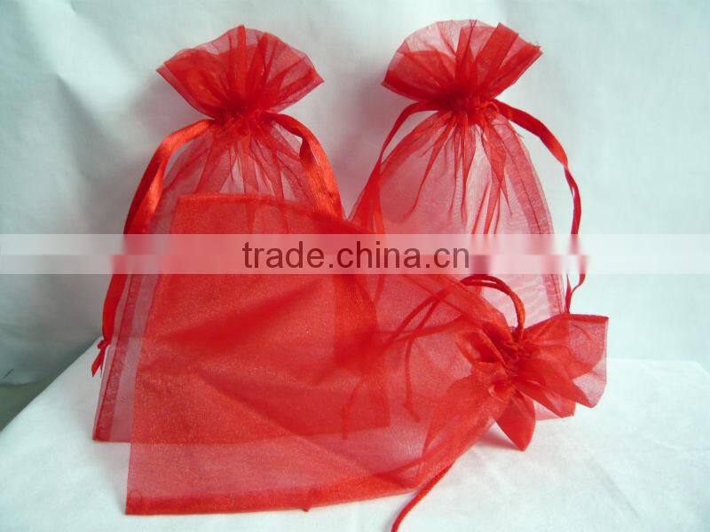 unique green organza candy bag with ribbon