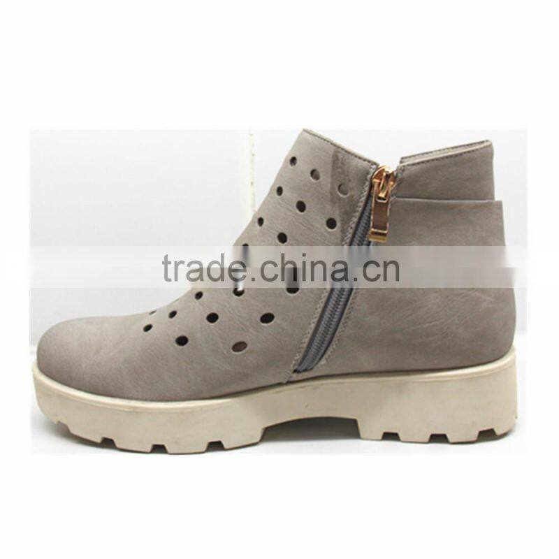 2015 Hot sale low price hollow out women no laces casual shoes gray