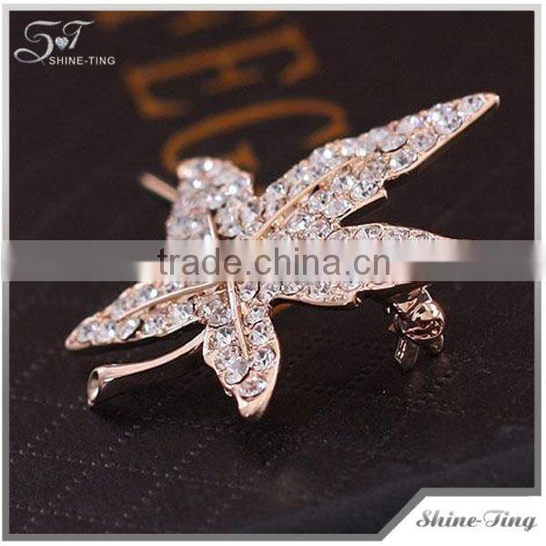 Korean Fashion Full of Diamond Maple Leaf Brooch Crystal Brooch130905-4