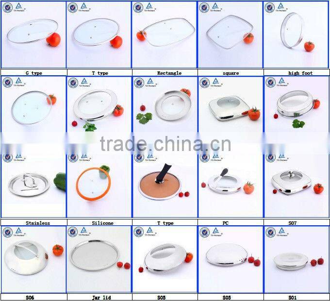 stainless steel edge glass lid steam vent lid