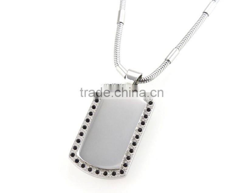 big pendant with black crystal stone high pilish stainless steel pendant for men