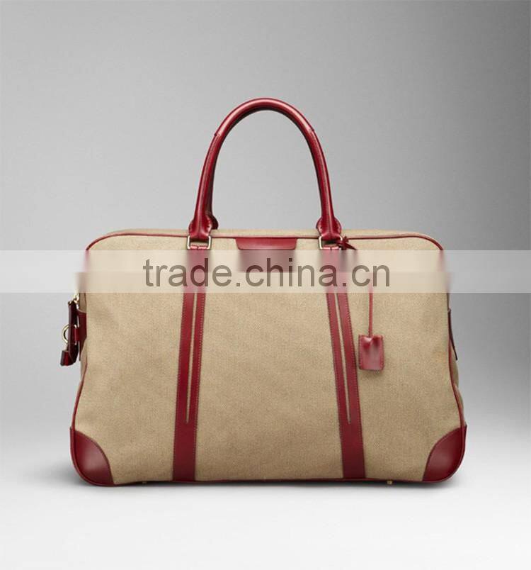Canvas mix leather material Travel luggage bags for men & Competitive factory price