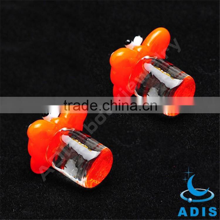 Cute Pretty Girls Red Flower Shape Tranparent Glass Ear Plugs