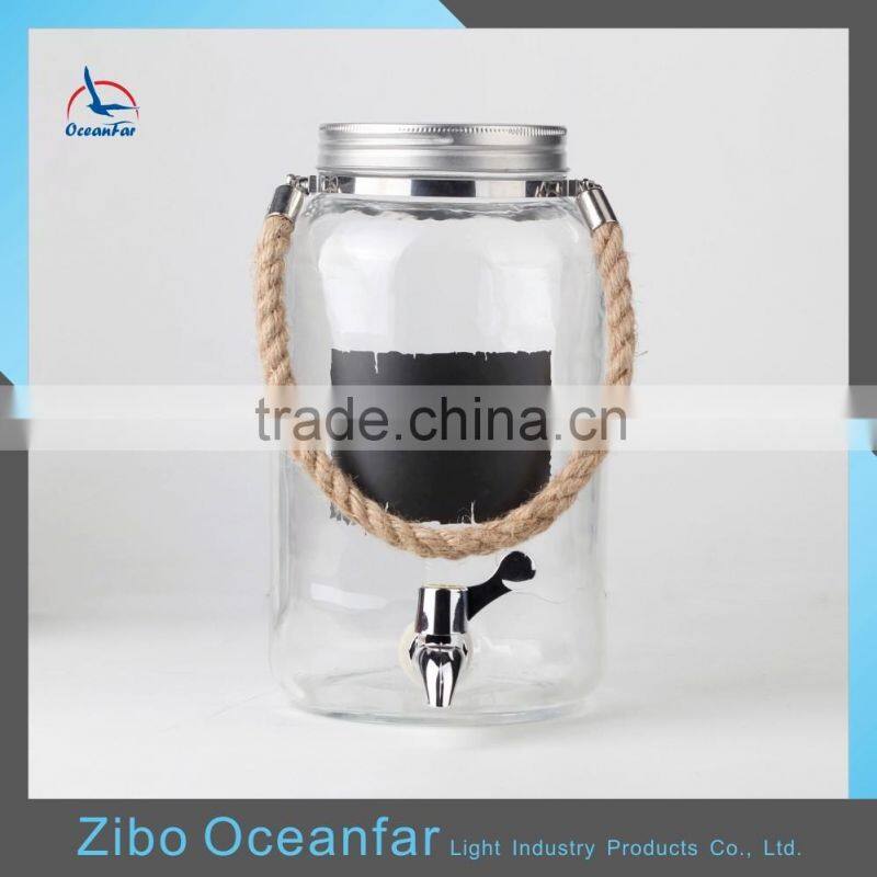 Hot Sale 3L Decal Glass Beverage Dispenser Jar Rape Design Glass Juice Container With Tap