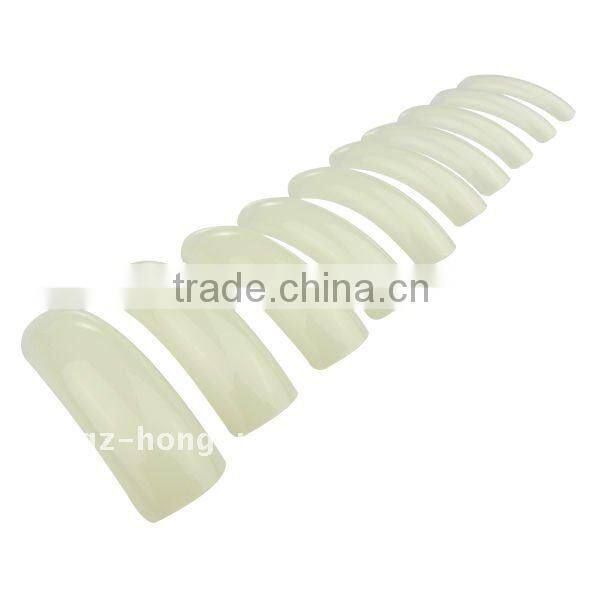 100 x Long Acrylic Nail Art False Fake Nail Tips Beige/Natural