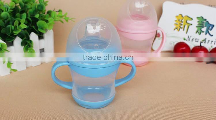 Plastic baby infant training water cup with double handle Baby Training Water Drinking Bottle