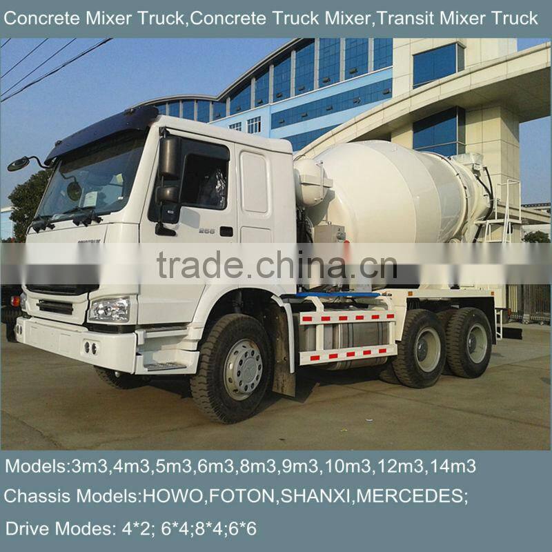 8M3 HOWO,DONGFENG,MERCEDES,FOTON (6*4/6*6/8*4 Drive) ready mix hydraulic cement mixer truck 8m3