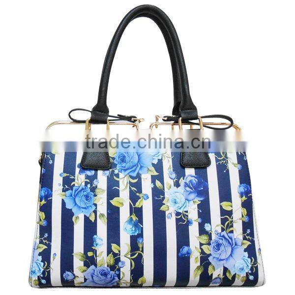 Floral Print Metal Frame Women Tote Style handbag