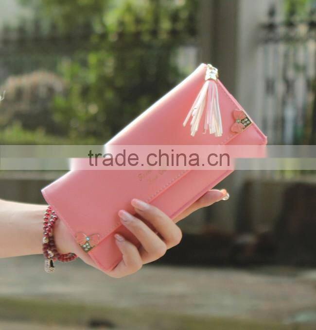 Korean bowknot PU long women wallet
