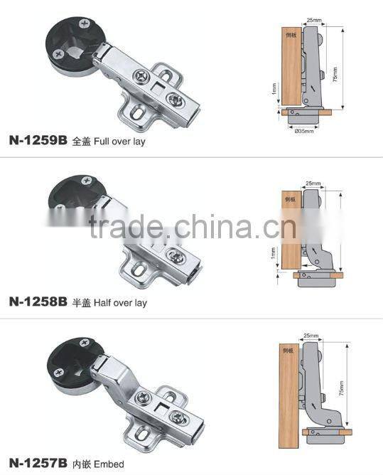 Clip-on self closing hinges for cabinet glass door (N-215B)