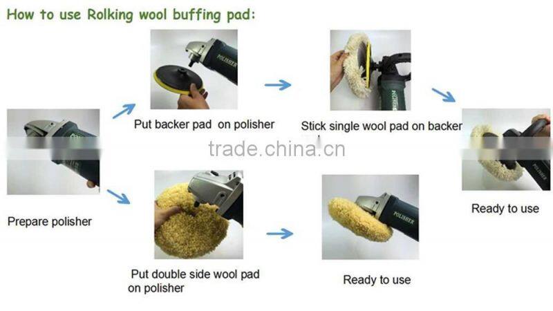 7'' car buffing pad one/two side wool polishing pad/bonnet