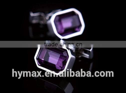 purple crystal shirt mens custom cufflinks for wedding gift