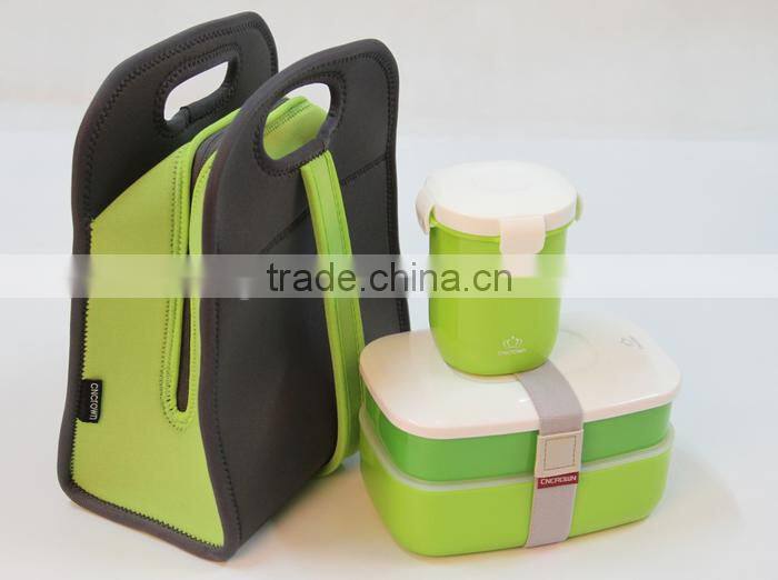 plastic lunch box with travel cup / cooler bag set