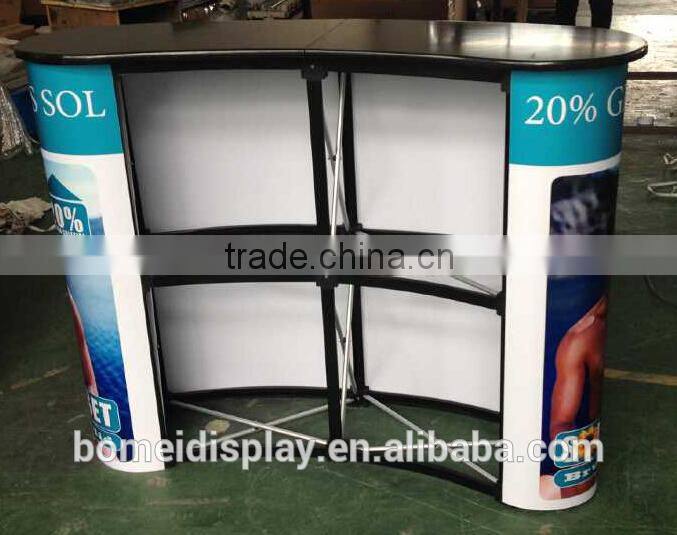 Customized metal and collapsible folding 2*2 pop up style advertising desk