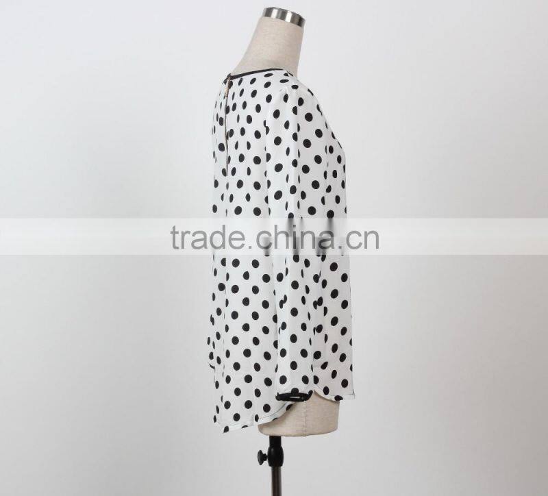 latest blouse design pictures woman polka dot blouse top long sleeve Bulk wholesale blouse manufacture