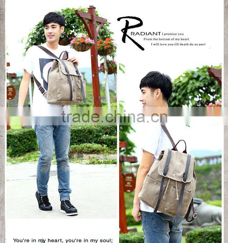 vivisecret China wholesale canvas leather backpack, fashion leisure satchel rucksack for boys
