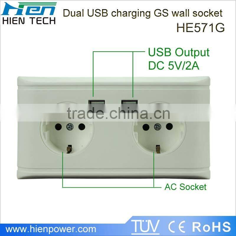 13A electricial wall socket Universal 5 pin usb plug/usb socket/usb wall socket
