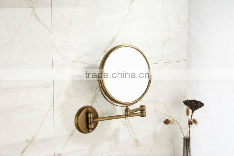 2014 new design round style wall mounted antique bronze double face bath mirror
