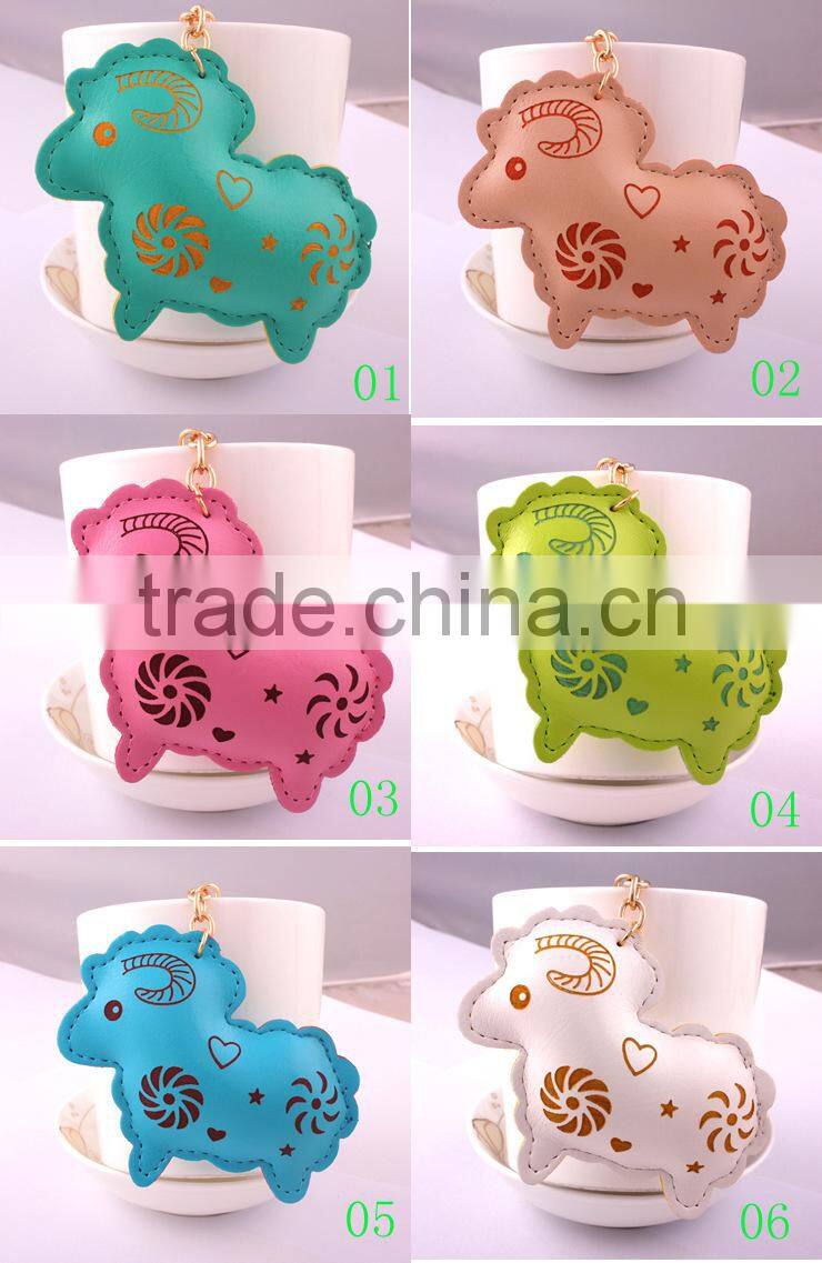 Wholesale 2015 sheep animals leather keychain