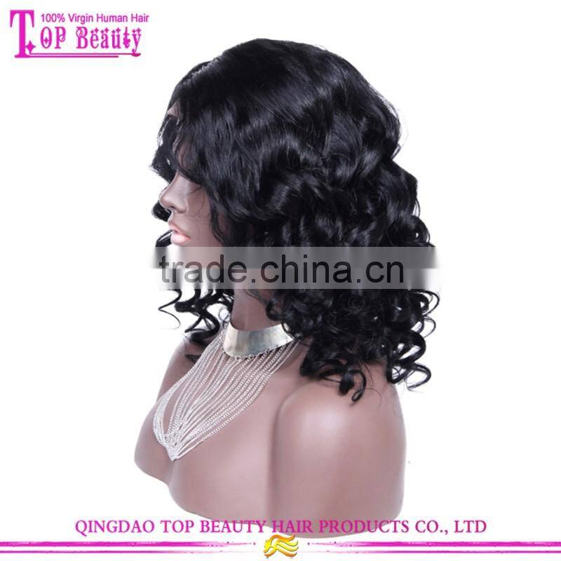 18 Inches Wholesale Price Qingdao Factory Loose Wave Side Part Lace Front Wig Brazilian Human Hair Wig