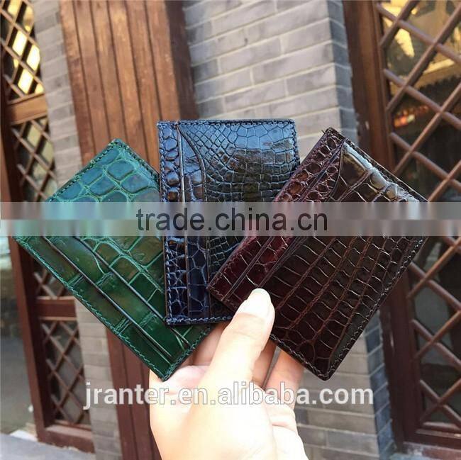 Simple design leather bank card holder customize crocodile card holder