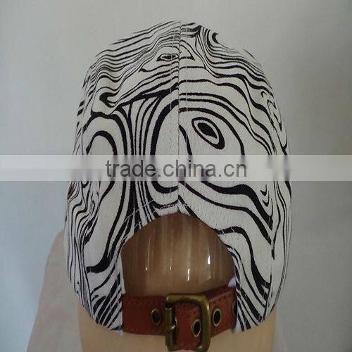 leather patch leather strap zebra 5 panel cotton hat