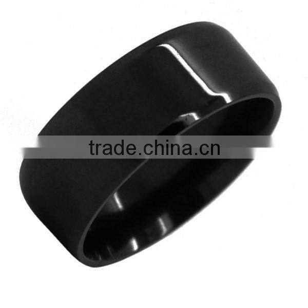 High-end Polish Dome 9mm Men's Black Black Zirconium Ring Wedding BR1002