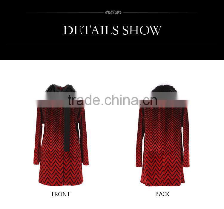 Women's Fox Collar Real Wool Fur Coat Thick Warm Winter Overcoat