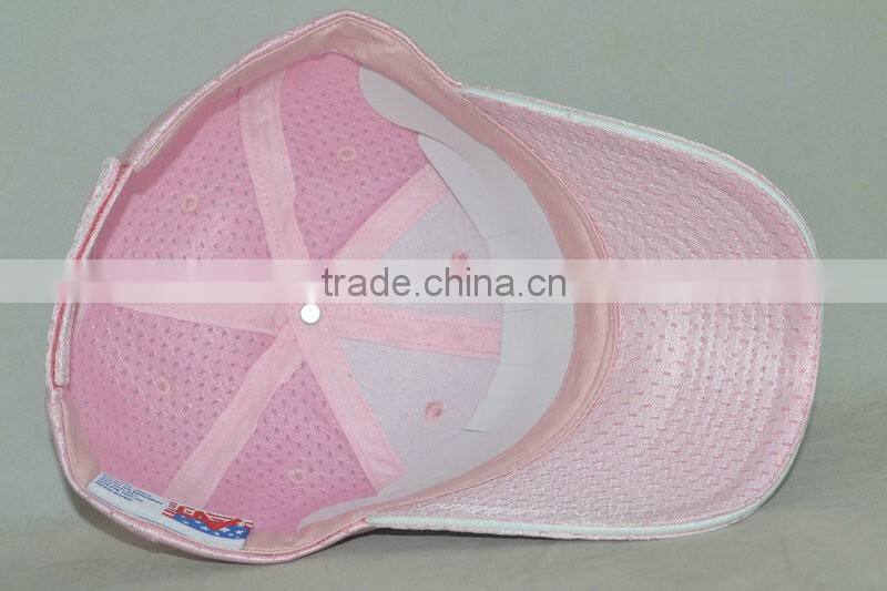 pink mesh blank cap with white sandwich bill 6panels beseball cap