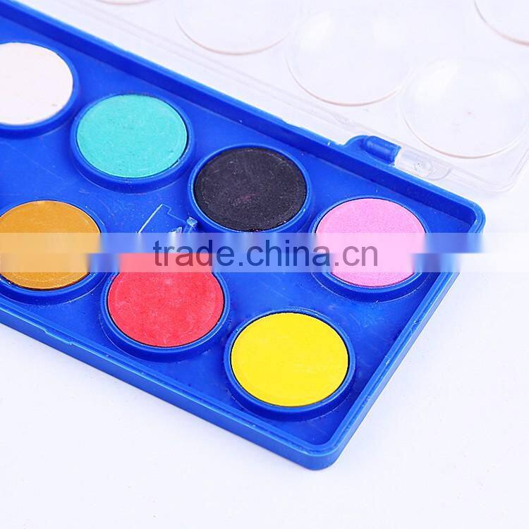 Wholesale 12pcs mini solid powder paint watercolor cakes set professional quality for kids painting
