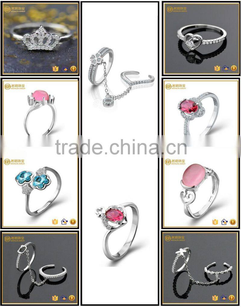 Factory directly wholesale 925 sterling silver lucky leaves gemstone rings