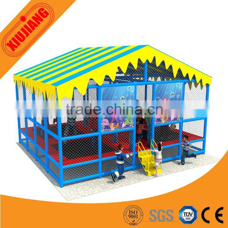 indoor small trampoline park with safety net game for kid