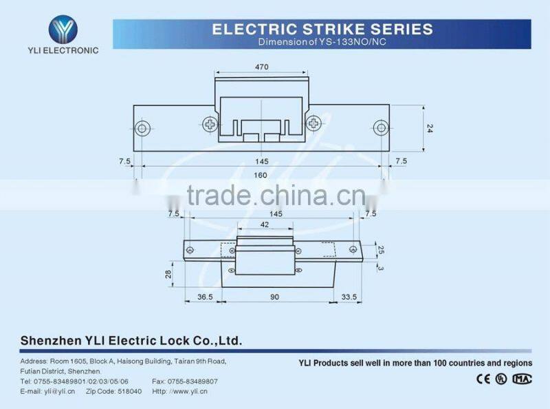 Glass Door Fail Safe Electric Strike with signal output