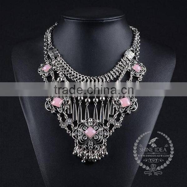high quality crystal chunky statement necklace tin alloy fashion women pendant necklace 6390077