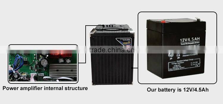 2.0 cheap price wooden speaker with rechargeable battery black color full iron grill powerful amplifier personal using speaker