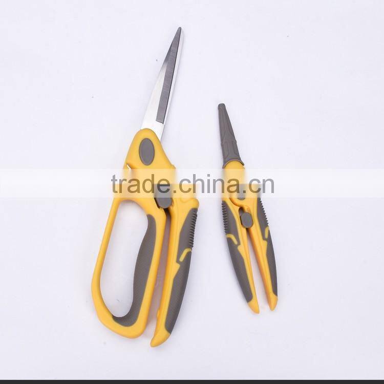 SS130110Y -2016 New style and design 2pcs 8"and 6.5" stainless steel sewing scissors with colorful PP+TPR handle
