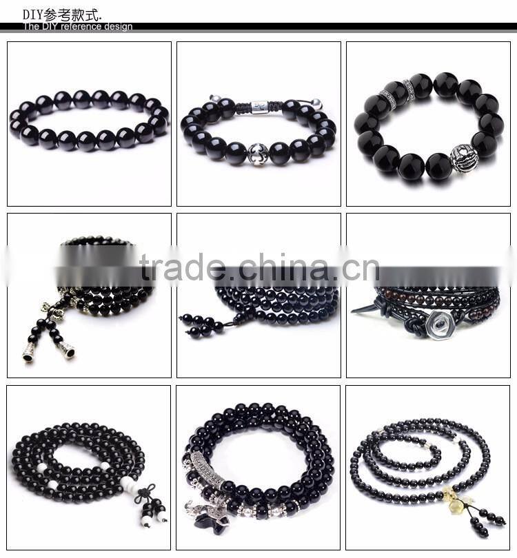 DIY Jewelry accessories necklace bracelet beads 4mm 6mm 8mm 10mm 12mm 14mm 16mm wholesale cheap black natural agate bead