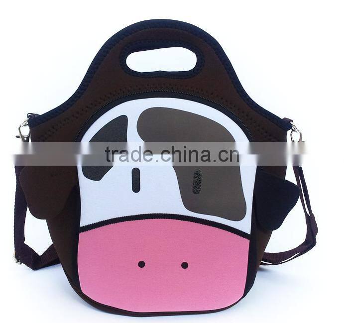 Animal Printed neoprene Children Insulated Kids Lunch Bag With Shoulder Strap