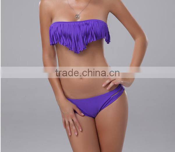 Wholesale Women Tassel Bikini Swimwear swimsuit Push up Fringe Top Bandeau Bikini