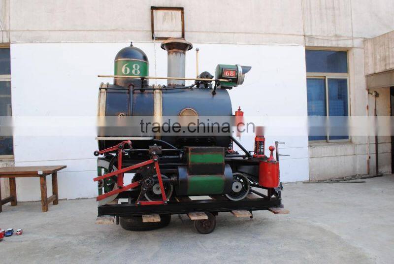 Outdoor steam train with christmas decotation