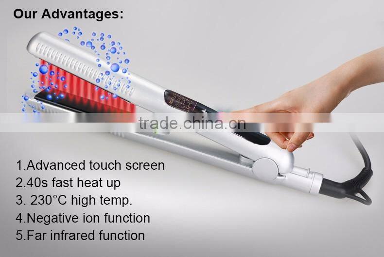 JBG-LS180 professional hair extension iron LED disply far infrared ionic hair flat iron hair straightener brush