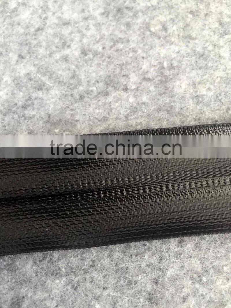 Customized 5# water proof nylon zipper shiny finishing --- Chinese coating film