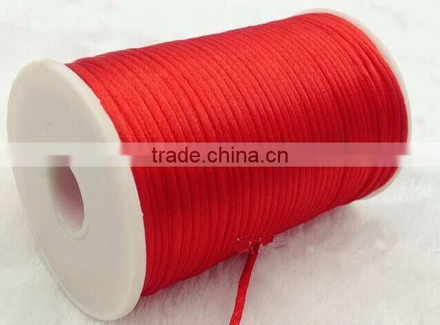 Red color Rat tail Cord Chinese/China Knot Rat-Tail Chinese Knot Satin Macrame Beading Jewelry stain silk cord