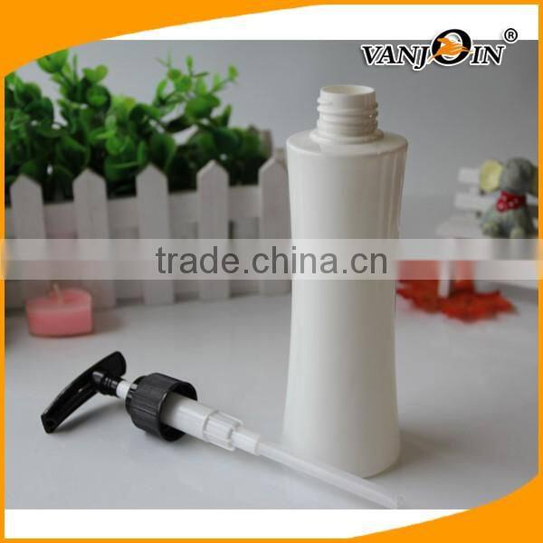 200ml Waist Shaped White Lotion Bottle with Black Pump