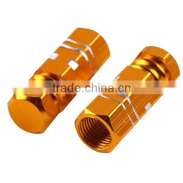 Aluminum 2X/a Set Gold Motorcycle Wheel Tire Valve Stem Caps Universal 27*8mm