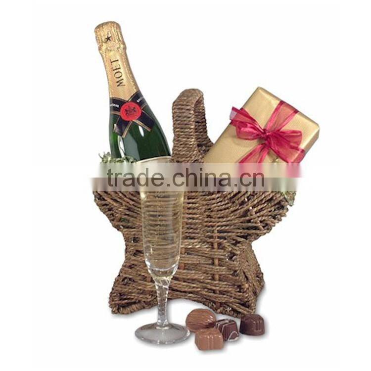 Promotion product champagne star shape seagrass hand woven gift basket