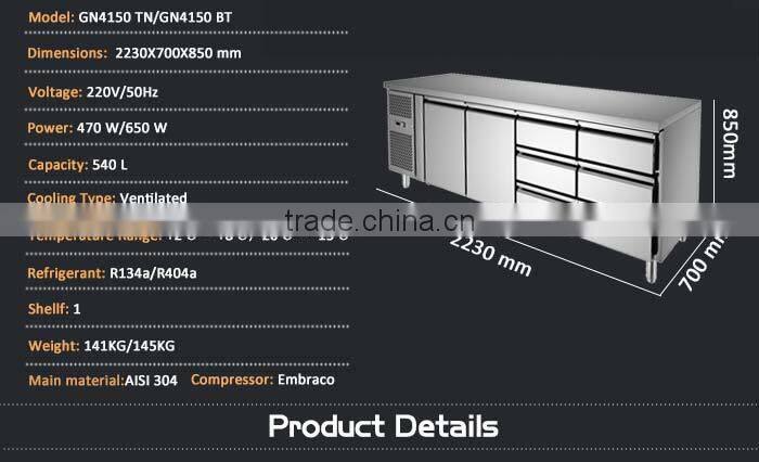 Stainless Steel Commercial Refrigerated Drawer Workbench