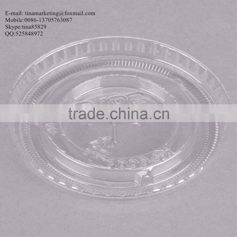 9-10 oz. Clear Flat PS Plastic Lid with Straw Slot for Cold Drink Cup China Manufactory Price