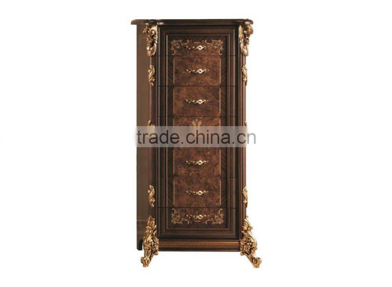 Solid Wood Golden Color Five Door Wardrobe/Luxury Italian Bedroom Furniture(MOQ=1 SET)